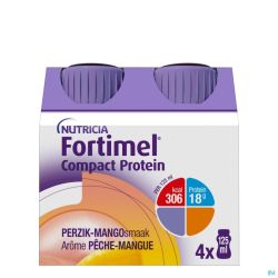 Fortimel Compact Protein Pêche-mangue Bouteilles 4x125 ml
