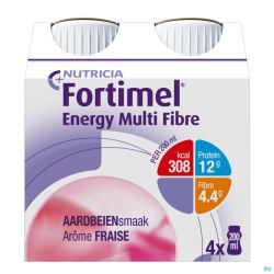 Fortimel Energy Multi Fibre Fraise Bouteilles 4x200ml