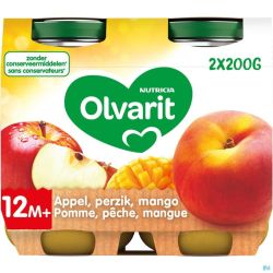 Olvarit Pomme Peche Mangue 2x200g 12m56