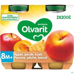 Olvarit Fruit Pomme Peche Biscuit 2x200g 8m54