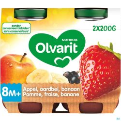 Olvarit Fruit Pomme Fraise Cassis 2x200g 8m60