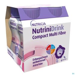 NutriniDrink Compact Multi Fibre Arôme Fraise Bouteilles 4x125ml