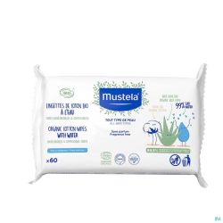 Mustela Ch Bio Lingettes Coton Eau 60