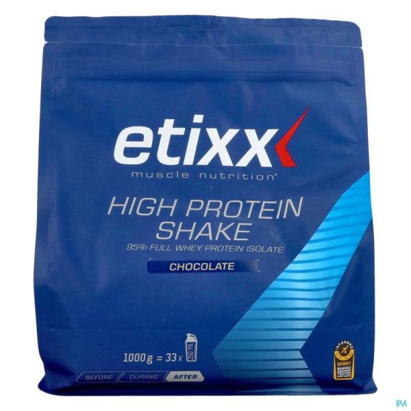 Etixx High Protein Shake Chocolate Pdr 1000g