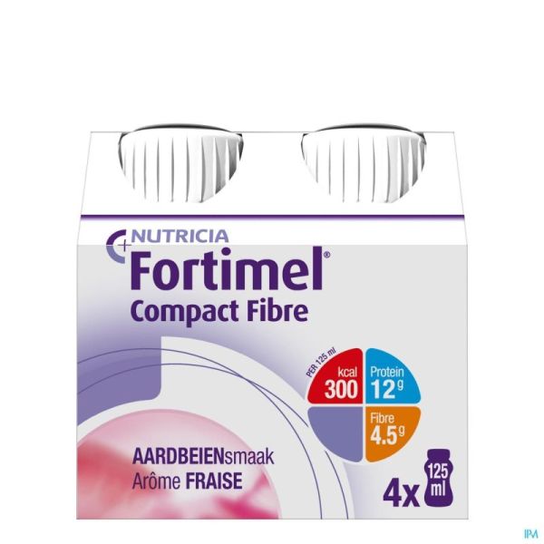 Fortimel Compact Fibre Fraise Bouteilles 4x125ml