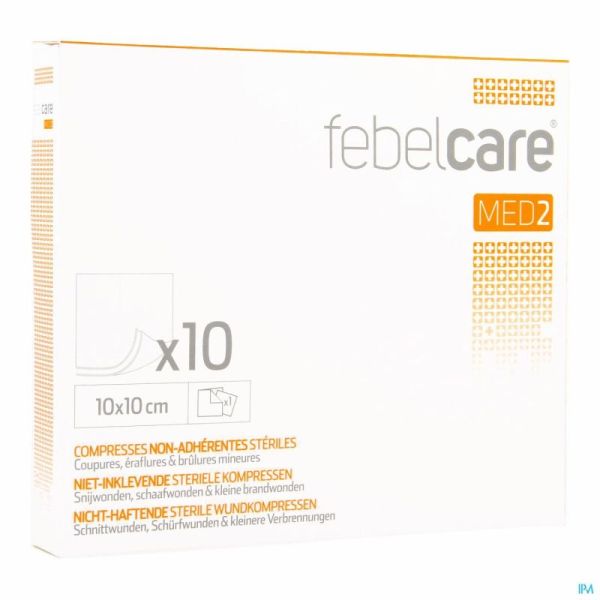 Febelcare med2 compr.n/adh. ster. 10,0x10,0cm 10x1