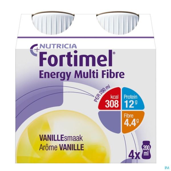 Fortimel Energy Multi Fibre Vanille Bouteilles 4x200ml