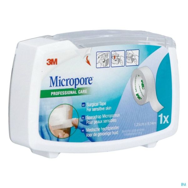 Micropore 3m 12,5mmx9,1m nouv.derouleur   1530p-0d