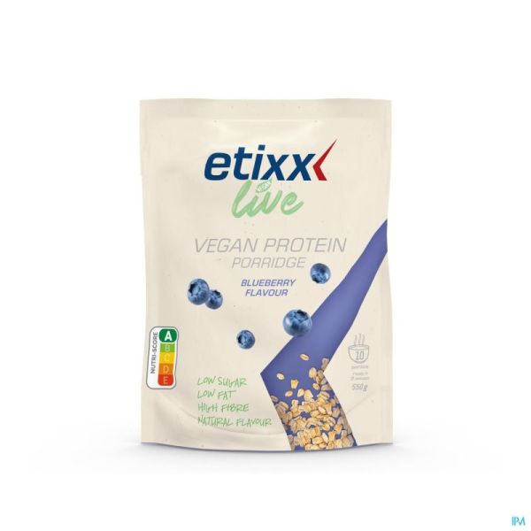Etixx Live Vegan Protein Porr. Blueberry Pdr 550g